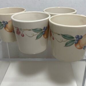 4 Corning Ware Corelle Abundance Coffee/Tea Cups Mugs Fruit Pattern